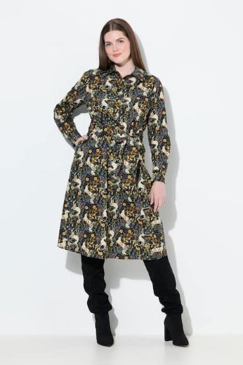 Plus size veliki brojevi Haljina dugih rukava na kopčanje za punije