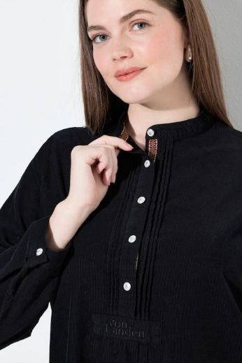 Plus size veliki brojevi Haljina dugih rukava s gumbićima za punije