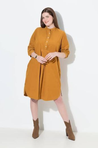 Plus size veliki brojevi Haljina dugih rukava s gumbićima za punije