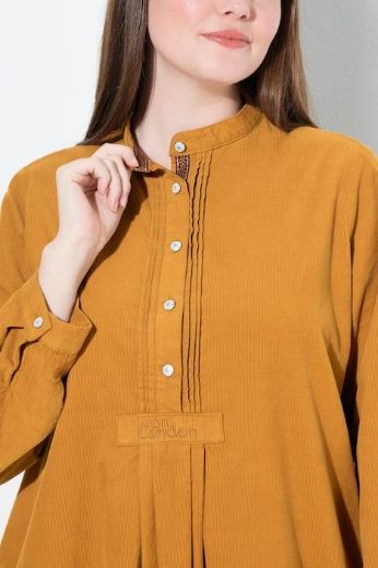 Plus size veliki brojevi Haljina dugih rukava s gumbićima za punije