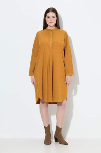 Plus size veliki brojevi Haljina dugih rukava s gumbićima za punije