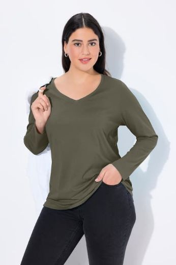 Plus size veliki brojevi Majica dugih rukava V ovratnika za punije