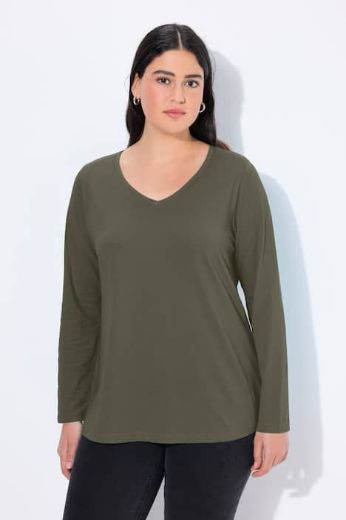 Plus size veliki brojevi Majica dugih rukava V ovratnika za punije