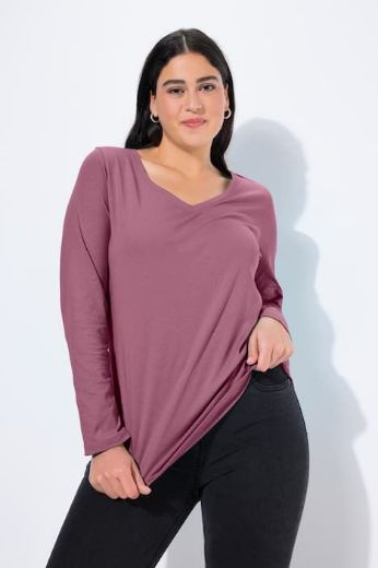 Plus size veliki brojevi Majica dugih rukava V ovratnika za punije