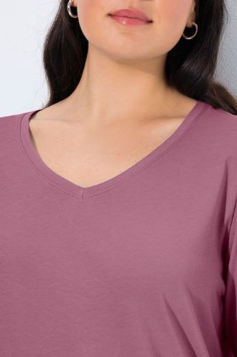 Plus size veliki brojevi Majica dugih rukava V ovratnika za punije