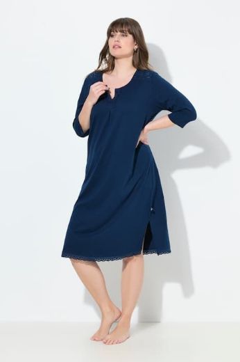 Plus size veliki brojevi Spavaćica 3/4 rukava s gumbićima za punije