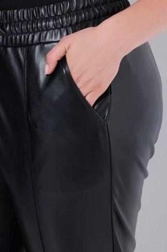 Plus size veliki brojevi Hlače imitacija kože na vezanje za punije