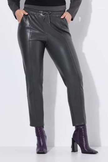 Plus size veliki brojevi Hlače imitacija kože na vezanje za punije