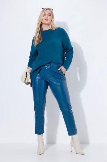 Plus size veliki brojevi Hlače imitacija kože na vezanje za punije