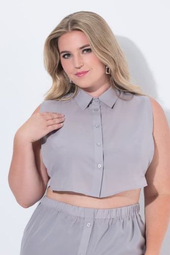 Plus size veliki brojevi Bluza bez rukava kračeg kroja za punije