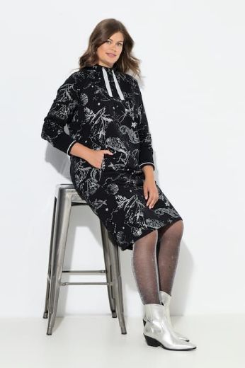 Plus size veliki brojevi Haljina dugih rukava povišenog ovratnika za punije