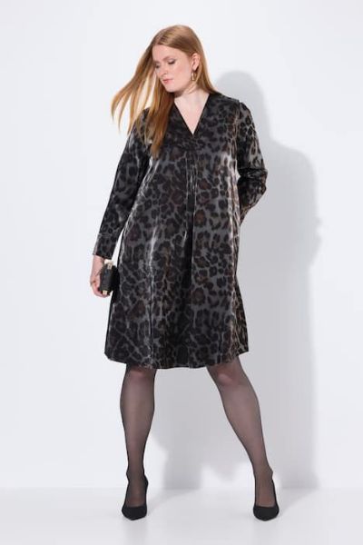 Veliki brojevi Haljina midi dugih rukava moda za punije