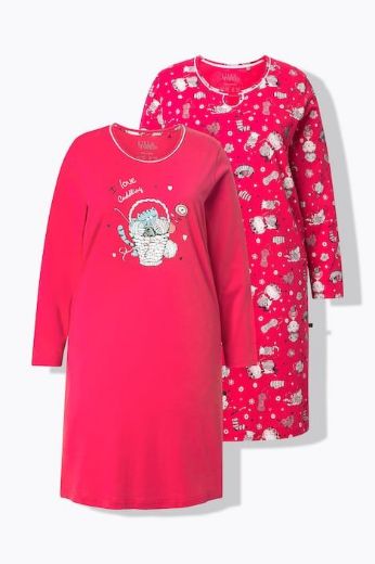 Plus size veliki brojevi Spavaćica dugih rukava 2 komada za punije