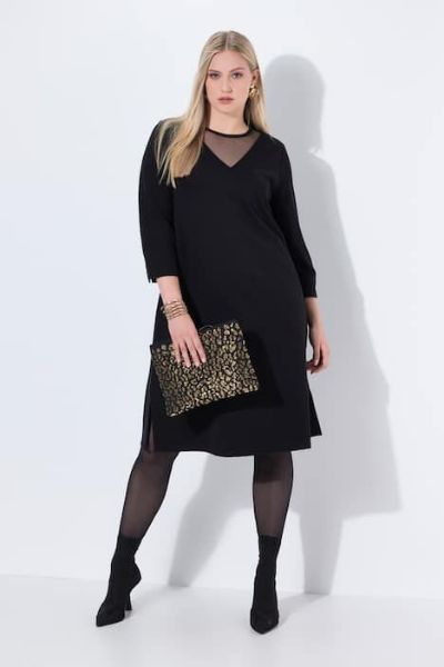 Veliki brojevi Haljina midi 3/4 rukava moda za punije