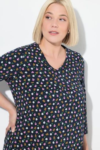 Plus size veliki brojevi Majica 3/4 rukava V ovratnika za punije