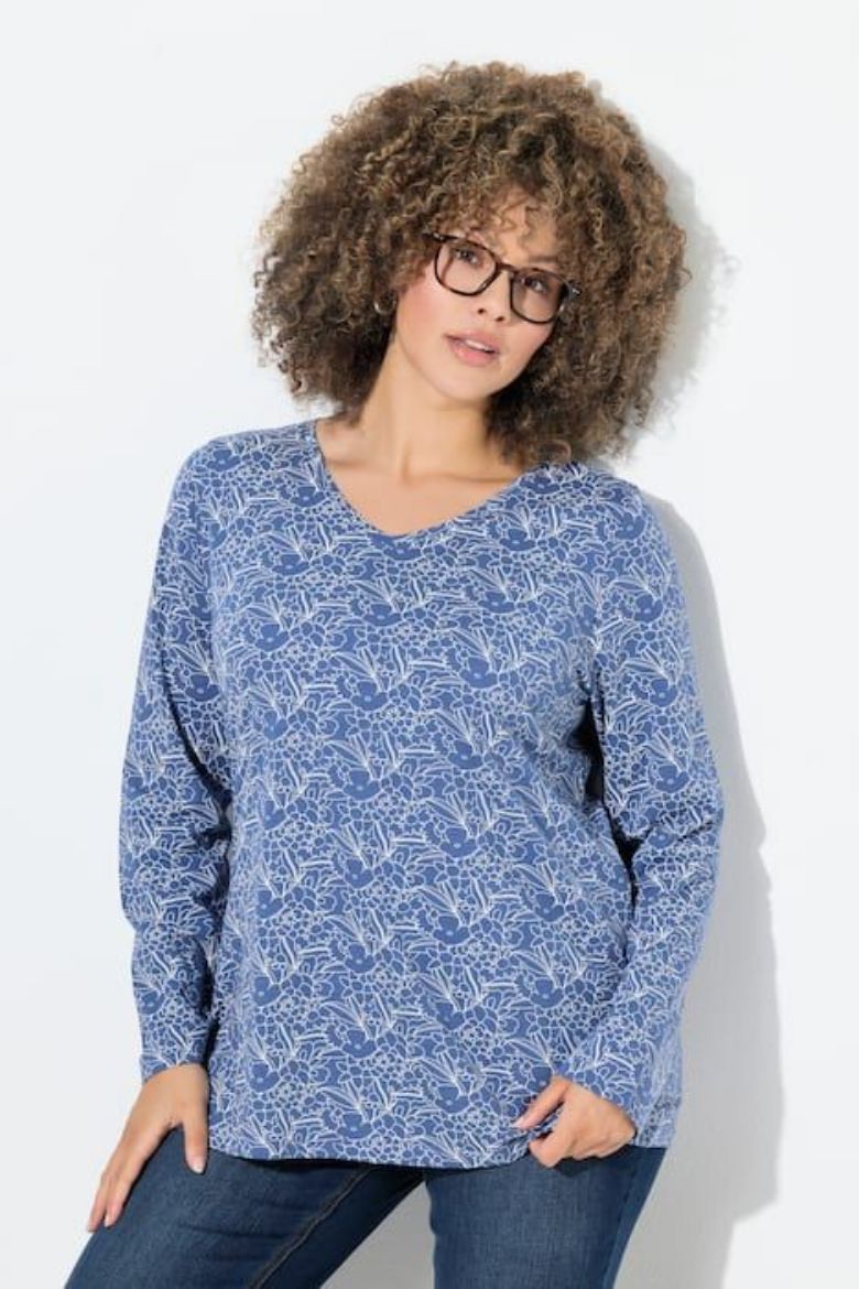 Plus size veliki brojevi Majica dugih rukava V ovratnika za punije