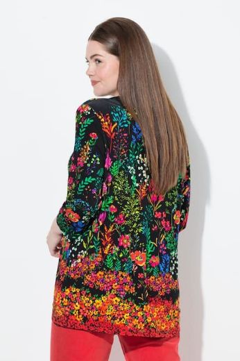 Plus size veliki brojevi Majica A kroja  s 3/4 rukavima cvjetnog printa za punije