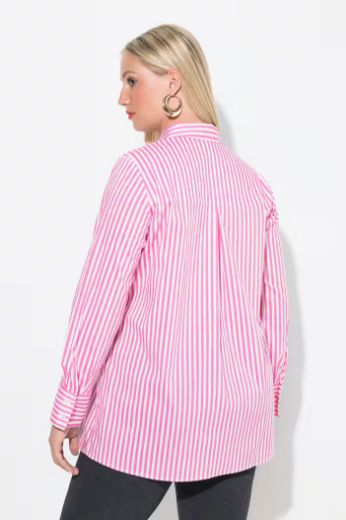 Plus size veliki brojevi Košulja s prugama na kopčanje za punije
