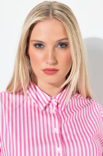 Plus size veliki brojevi Košulja s prugama na kopčanje za punije
