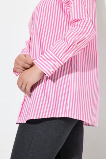 Plus size veliki brojevi Košulja s prugama na kopčanje za punije