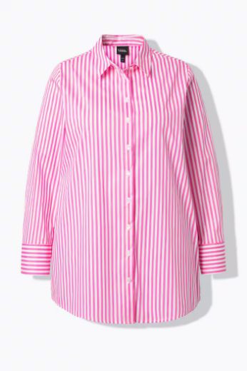 Plus size veliki brojevi Košulja s prugama na kopčanje za punije