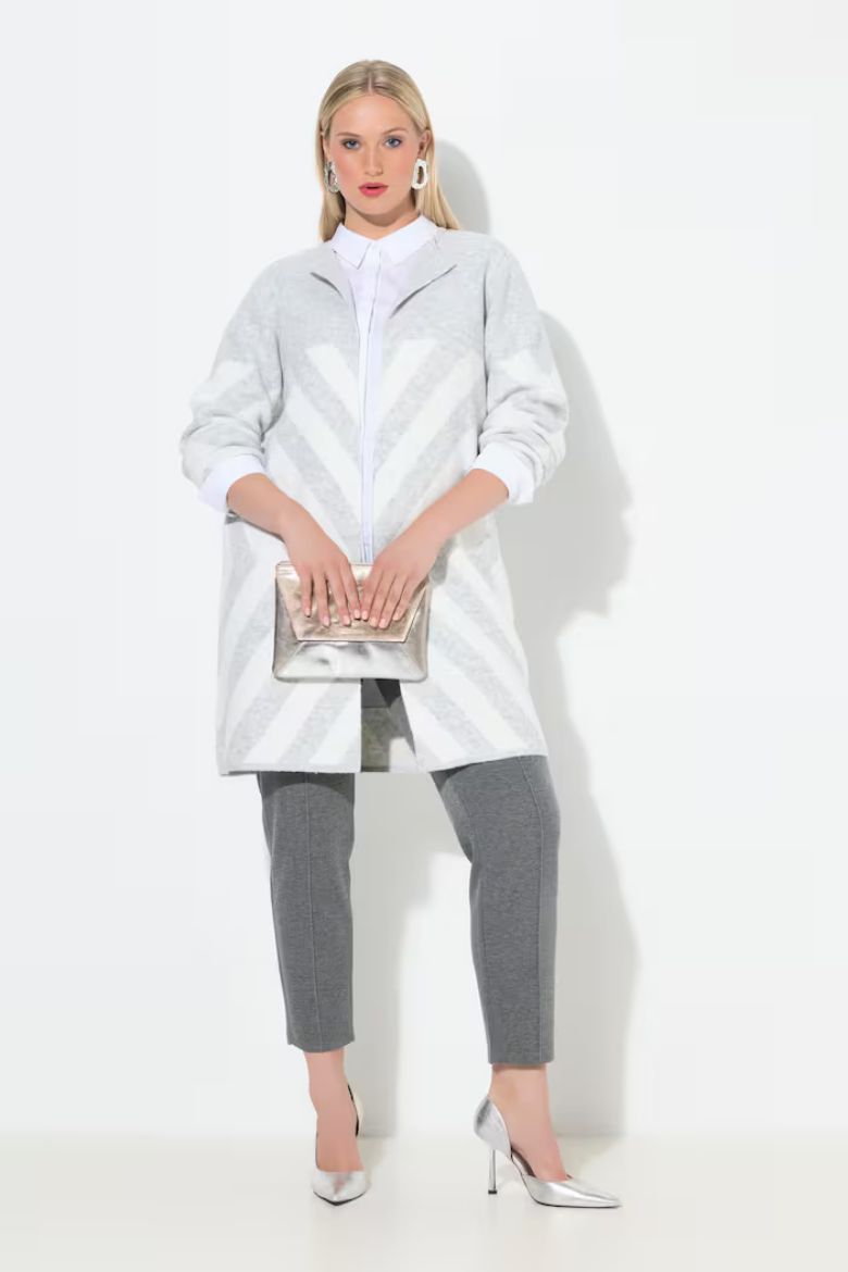 Plus size veliki brojevi Kardigan otvorenog oblika s prugama za punije