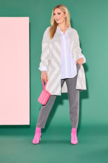 Plus size veliki brojevi Kardigan otvorenog oblika s prugama za punije