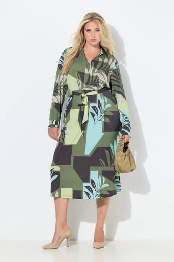 Plus size veliki brojevi Haljina midi dugih rukava za punije