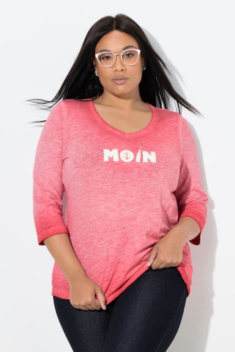 Plus size veliki brojevi Majica 3/4 rukava V ovratnika za punije