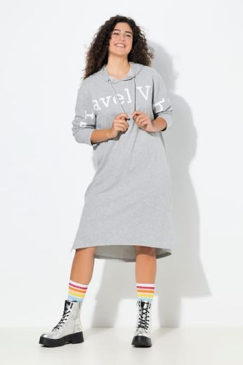 Plus size veliki brojevi Haljina midi dugih rukava s kapuljačom za punije