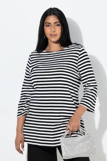 Plus size veliki brojevi Majica 3/4 rukava na pruge za punije