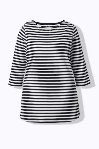 Plus size veliki brojevi Majica 3/4 rukava na pruge za punije