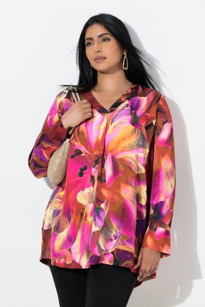 Veliki brojevi Bluza dugih rukava V ovratnika moda za punije