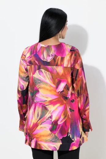 Plus size veliki brojevi Bluza dugih rukava V ovratnika za punije