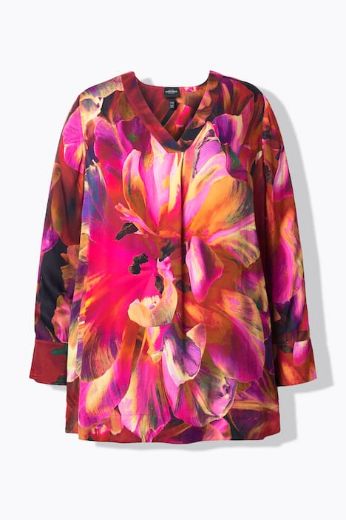 Plus size veliki brojevi Bluza dugih rukava V ovratnika za punije