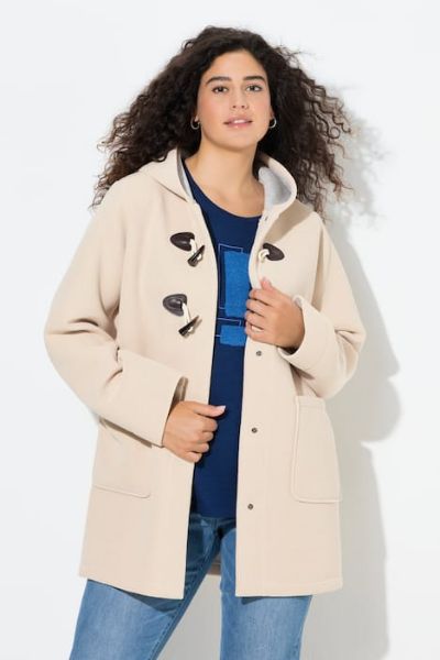 Veliki brojevi Kaput na kopčanje s kapuljačom moda za punije