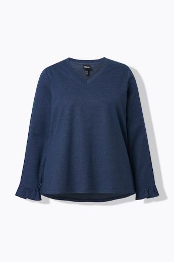 Plus size veliki brojevi Majica dugih rukava V ovratnika za punije