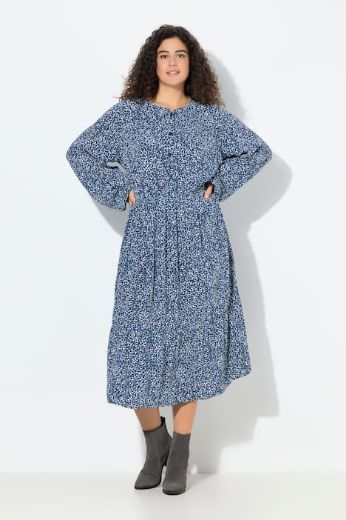 Plus size veliki brojevi Haljina midi dugih rukava za punije