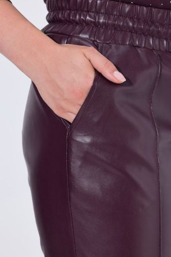 Plus size veliki brojevi Hlače imitacija kože na vezanje za punije