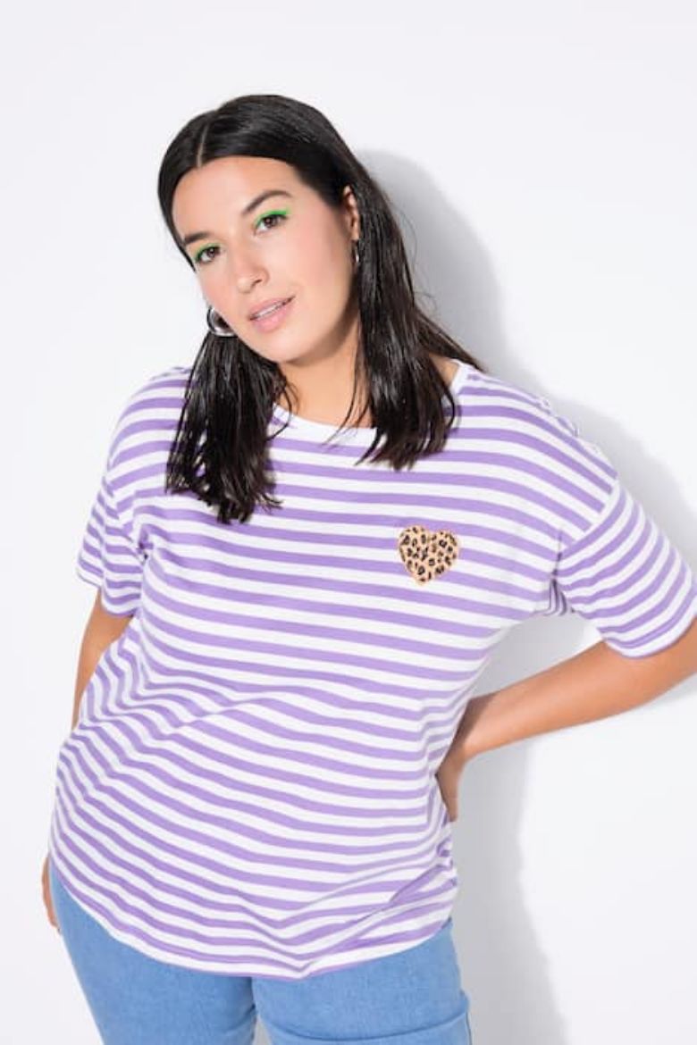 Plus size veliki brojevi Majica kratkih rukava na pruge za punije