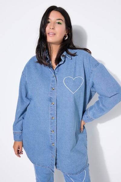 Veliki brojevi Košulja traper šireg kroja moda za punije