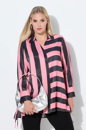 Plus size veliki brojevi Košulja s okomitim i vodoravnim prugama za punije