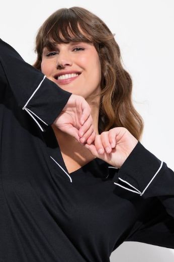 Plus size veliki brojevi Spavaćica V ovratnika dugih rukava za punije