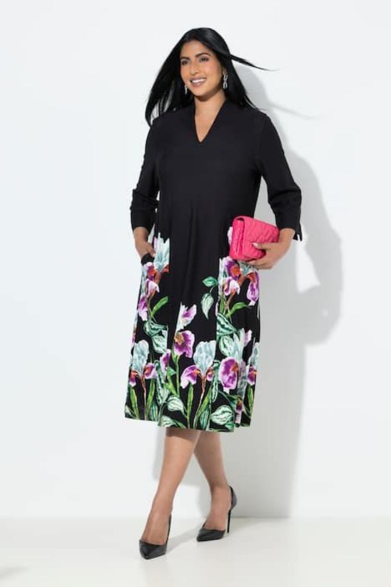 Plus size veliki brojevi Haljina midi 3/4 rukava za punije