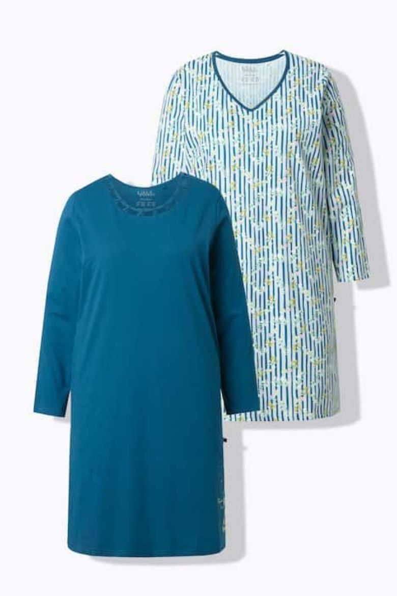 Plus size veliki brojevi Spavaćica dugih rukava 2 komada za punije