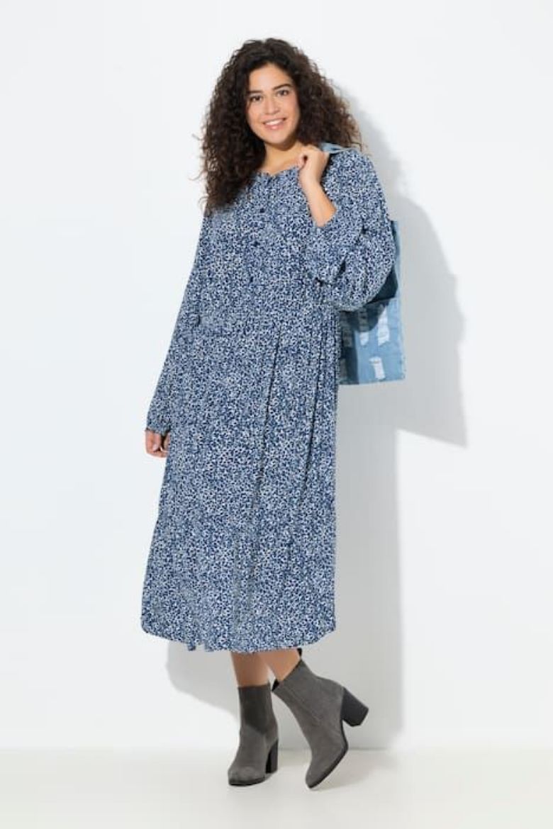 Plus size veliki brojevi Haljina midi dugih rukava za punije