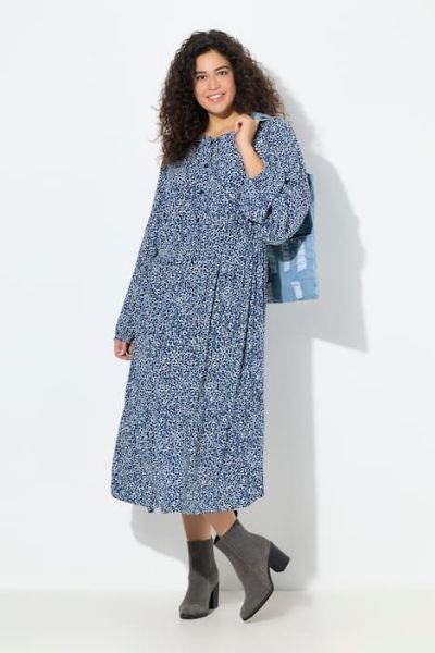 Veliki brojevi Haljina midi dugih rukava moda za punije