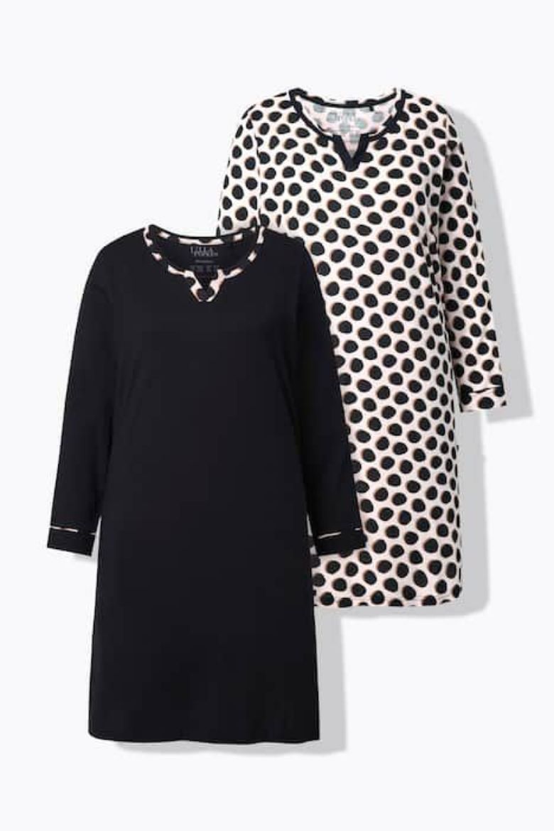 Plus size veliki brojevi Spavaćica dugih rukava 2 komada za punije