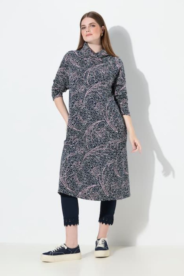 Plus size veliki brojevi Haljina midi dugih rukava za punije