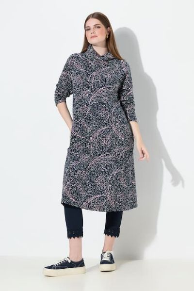 Veliki brojevi Haljina midi dugih rukava moda za punije